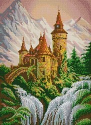Вышивка Замок в горах бисером 
